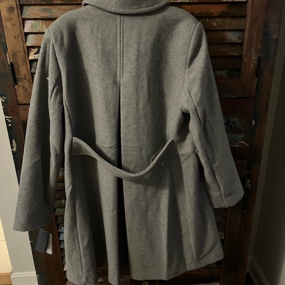 NWT Kate Spade Gray Coat Pearl Button Long Line Jacket Size Large - Picture 4 of 4